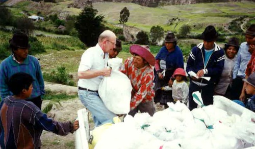 Norm Emery delivers foodstuffs he to earthquake victims