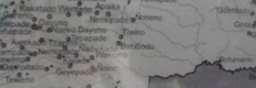 Tiweno (lower left) and Tiwino (central in photo) are two different jungle communities in Ecuador.
